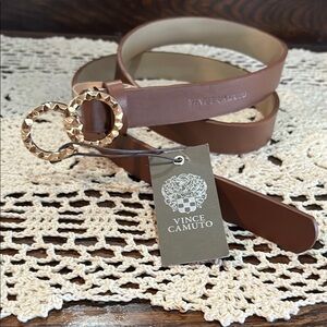 Vince Camuto Brown Belt with Gold Buckle